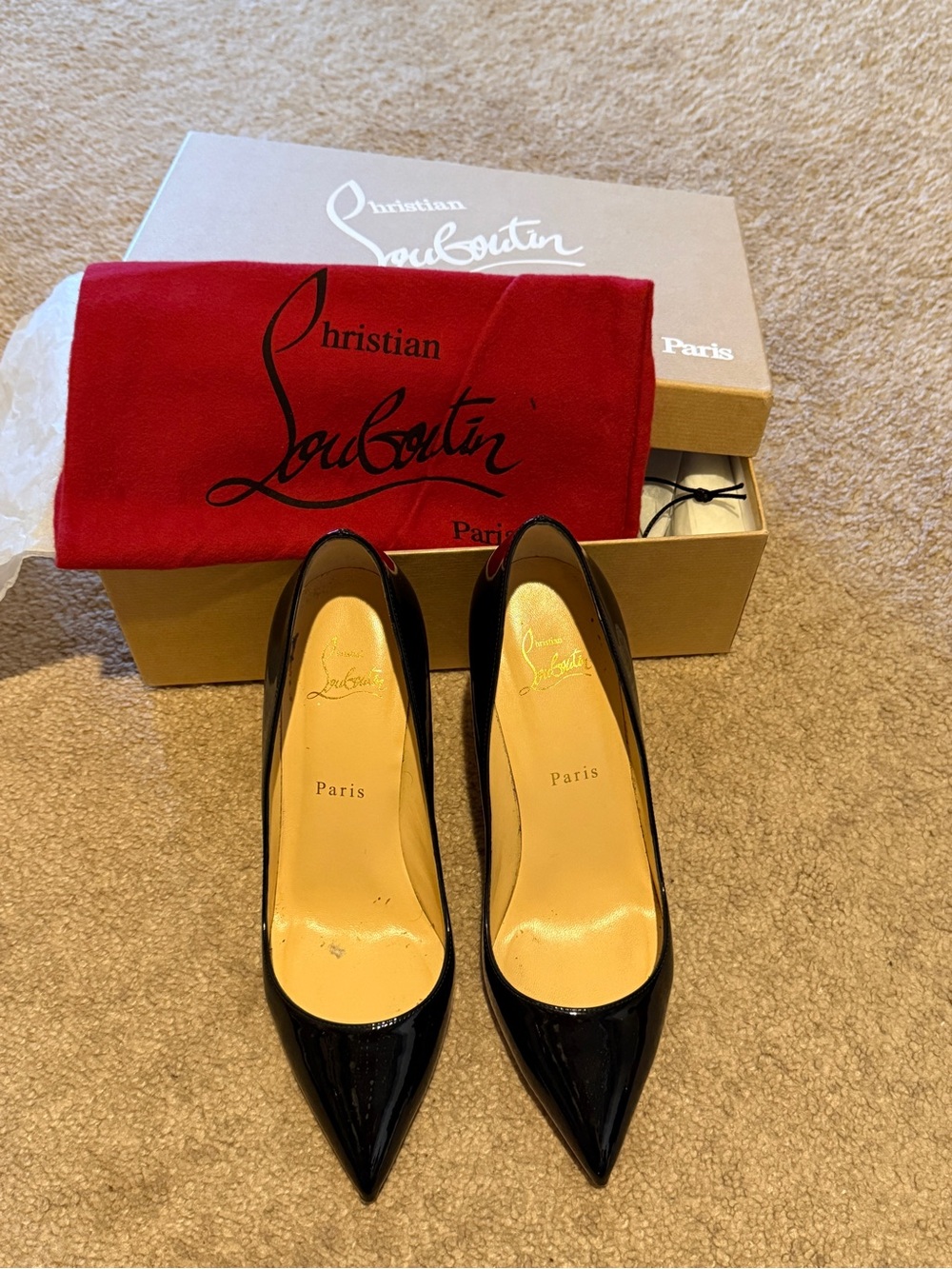 Christian Louboutin Black Patent Pigalle Follies 7.5